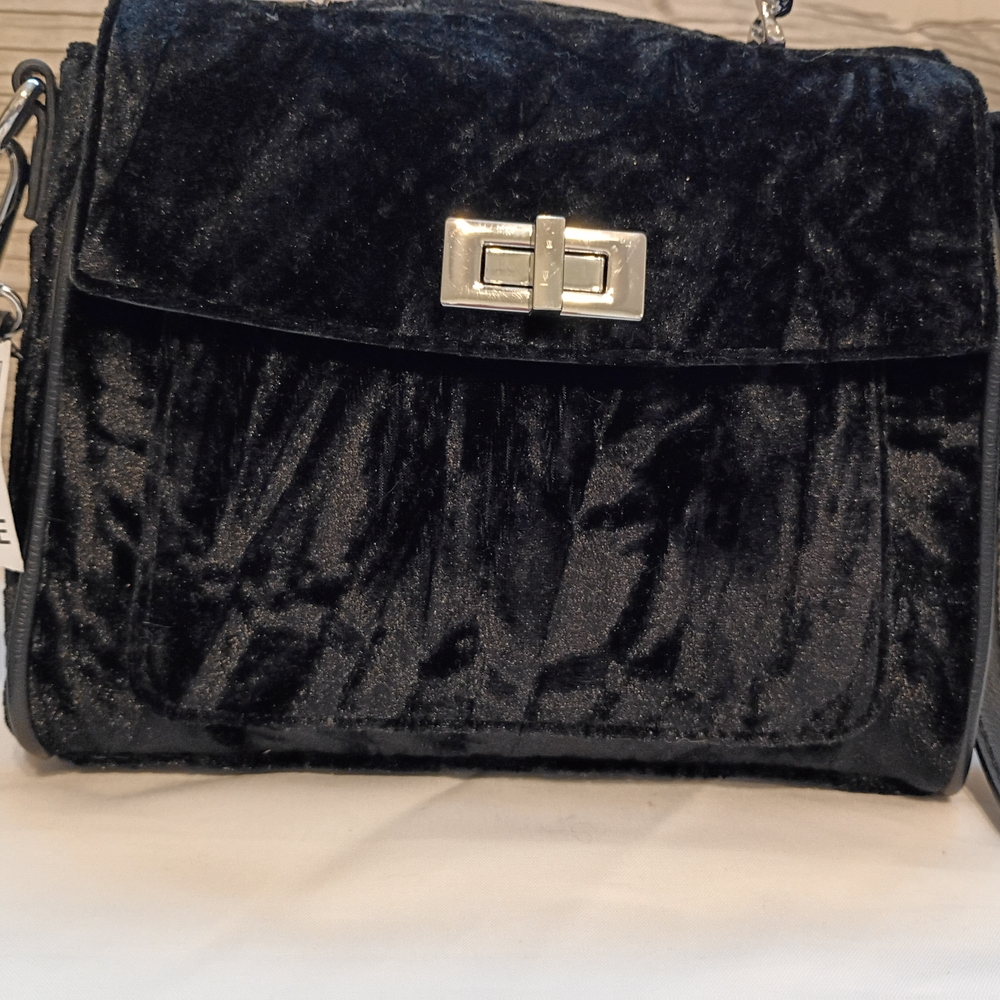 INC International Concepts Black Velvet Shoulder Bag